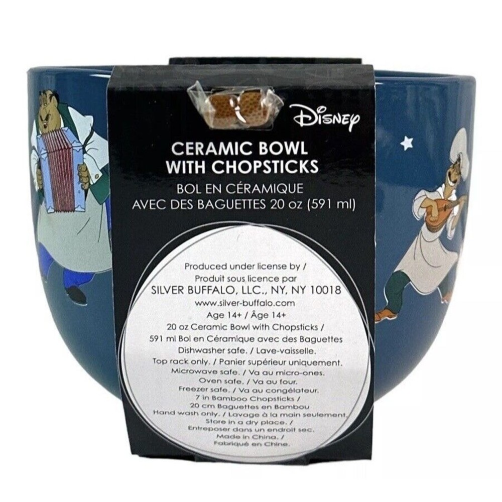 Disney Lady and the Tramp Ceramic Blue Ramen Bowl with Chopsticks 20 OZ - Picture 5 of 9